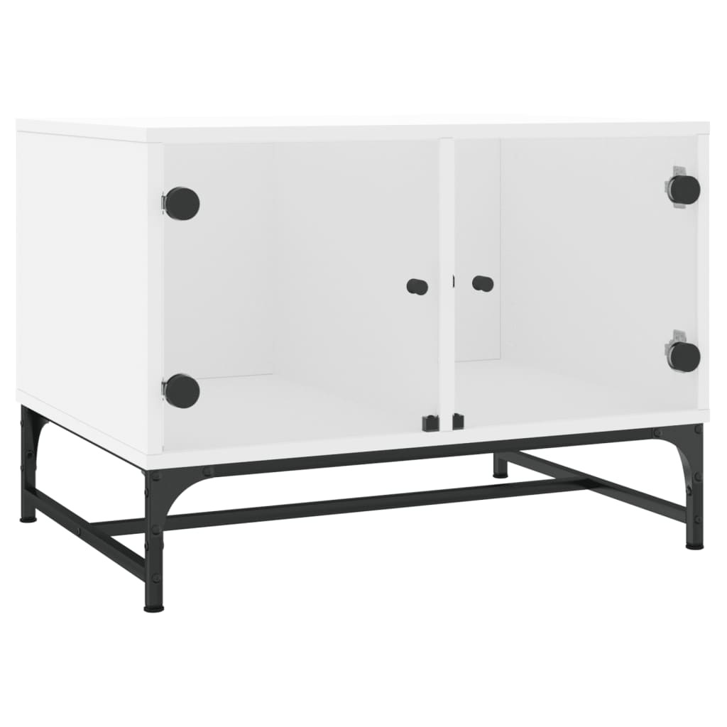VidaXL Salontafel met glazen deuren 68,5x50x50 cm wit