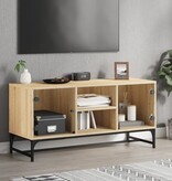 VidaXL Tv-meubel met glazen deuren 102x37x50 cm sonoma eikenkleurig