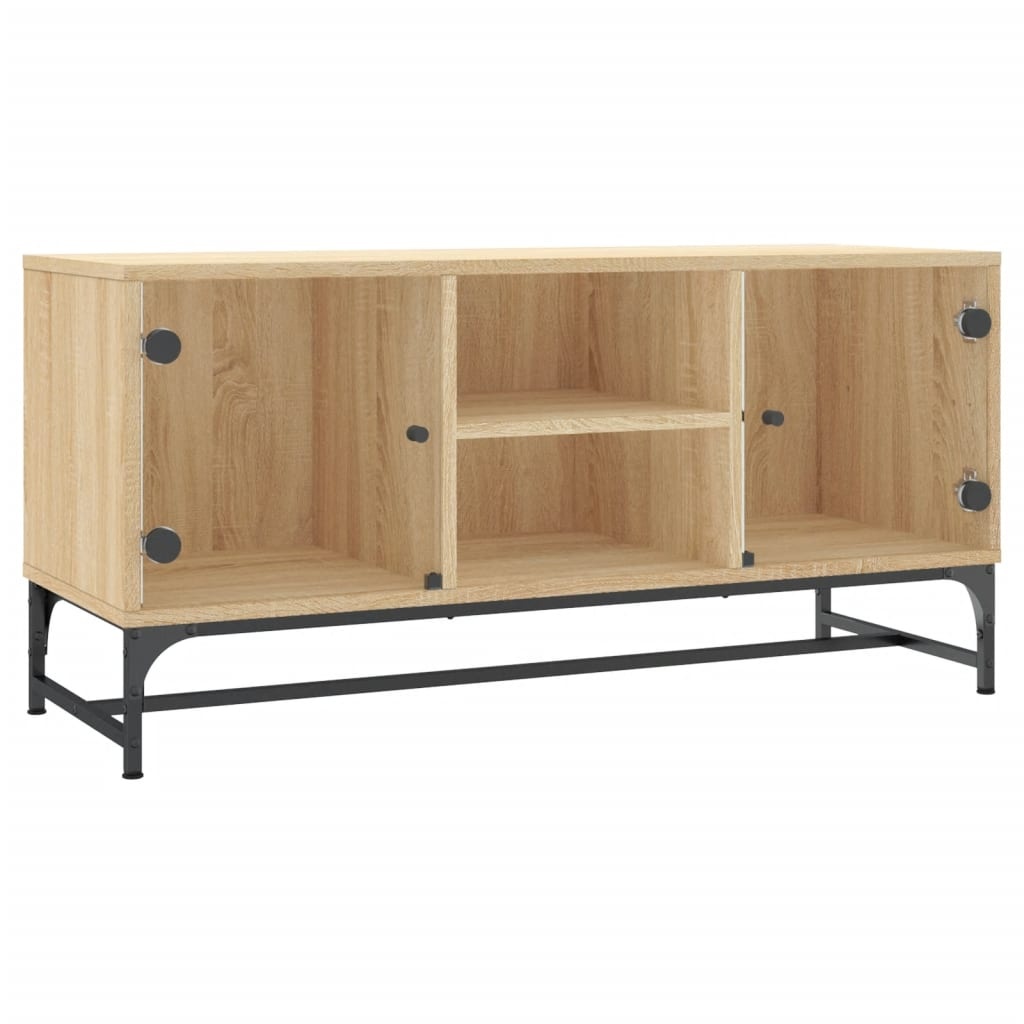 VidaXL Tv-meubel met glazen deuren 102x37x50 cm sonoma eikenkleurig