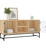 VidaXL Tv-meubel met glazen deuren 102x37x50 cm sonoma eikenkleurig