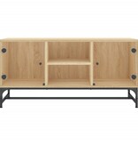 VidaXL Tv-meubel met glazen deuren 102x37x50 cm sonoma eikenkleurig