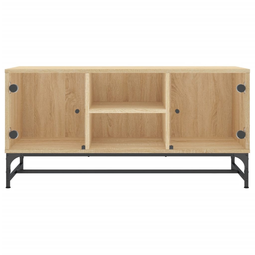 VidaXL Tv-meubel met glazen deuren 102x37x50 cm sonoma eikenkleurig