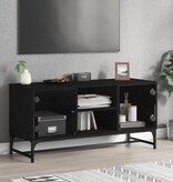 VidaXL Tv-meubel met glazen deuren 102x37x50 cm zwart