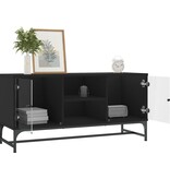 VidaXL Tv-meubel met glazen deuren 102x37x50 cm zwart