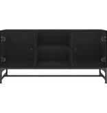VidaXL Tv-meubel met glazen deuren 102x37x50 cm zwart
