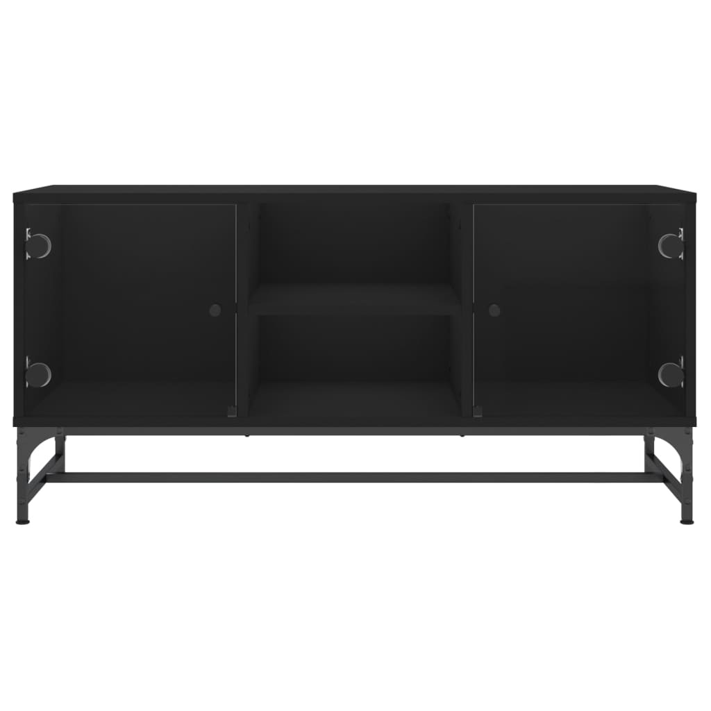 VidaXL Tv-meubel met glazen deuren 102x37x50 cm zwart