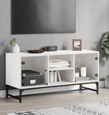 VidaXL Tv-meubel met glazen deuren 102x37x50 cm wit