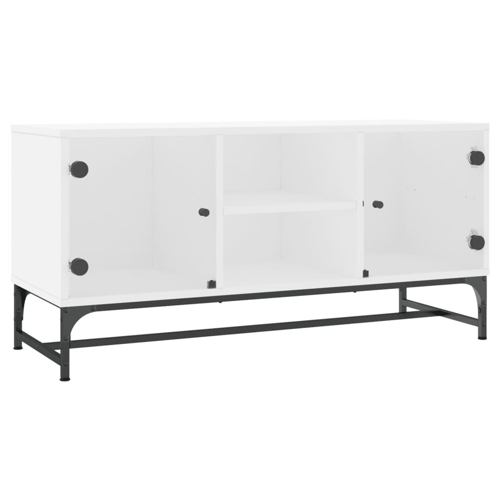 VidaXL Tv-meubel met glazen deuren 102x37x50 cm wit
