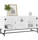 VidaXL Tv-meubel met glazen deuren 102x37x50 cm wit