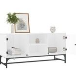 VidaXL Tv-meubel met glazen deuren 102x37x50 cm wit
