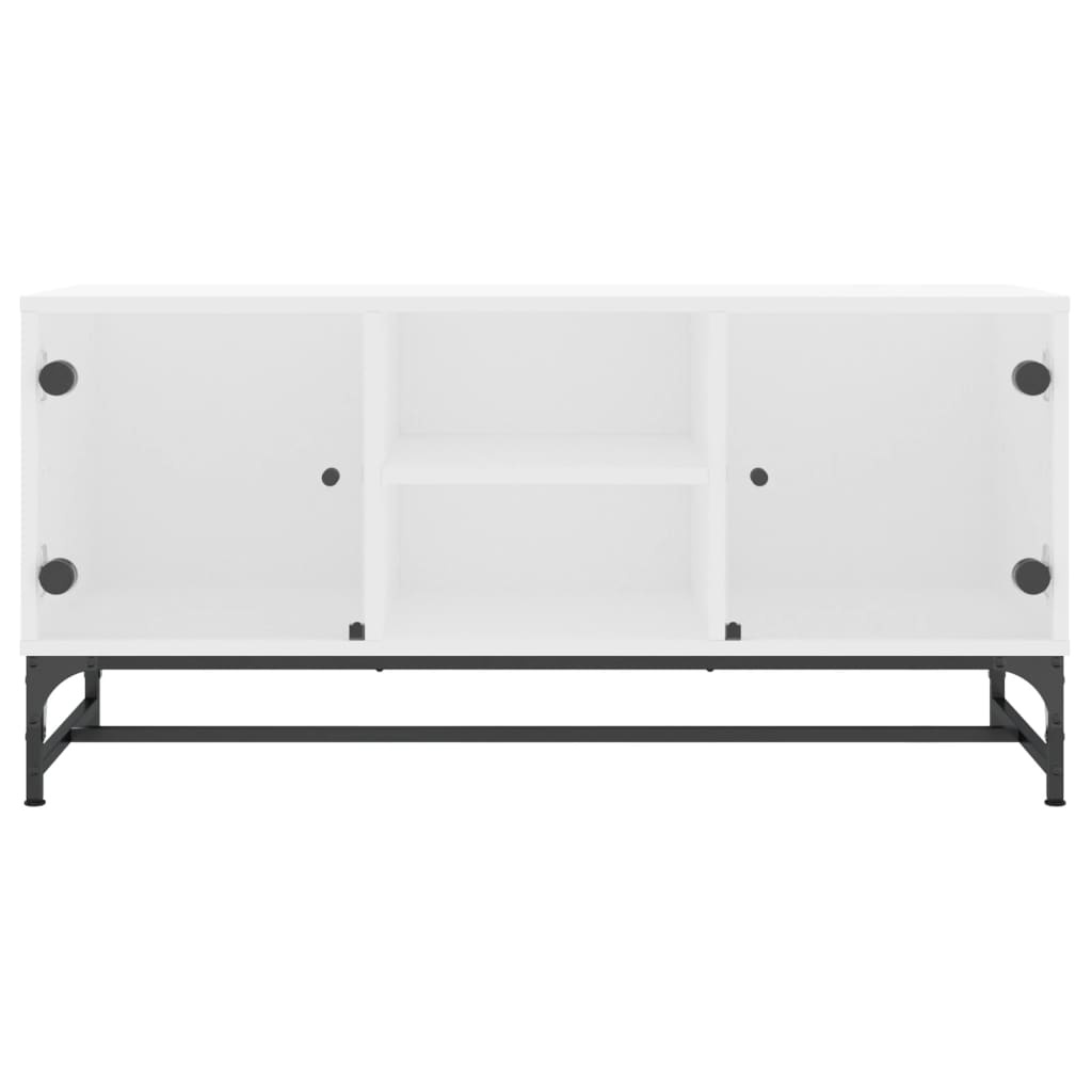 VidaXL Tv-meubel met glazen deuren 102x37x50 cm wit