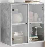 VidaXL Wandkast met glazen deuren 68x37x68,5 cm betongrijs
