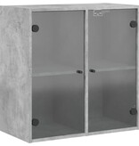 VidaXL Wandkast met glazen deuren 68x37x68,5 cm betongrijs