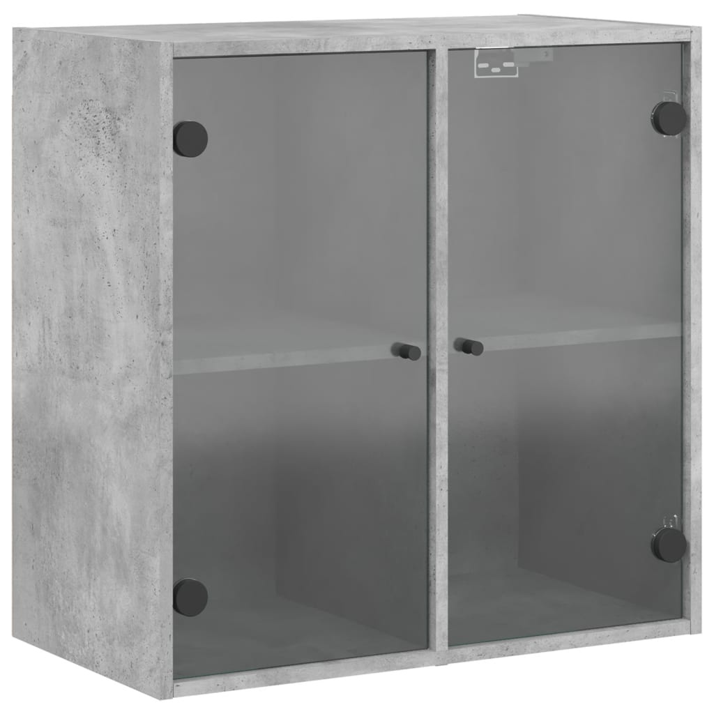 VidaXL Wandkast met glazen deuren 68x37x68,5 cm betongrijs