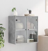 VidaXL Wandkast met glazen deuren 68x37x68,5 cm betongrijs