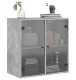 VidaXL Wandkast met glazen deuren 68x37x68,5 cm betongrijs
