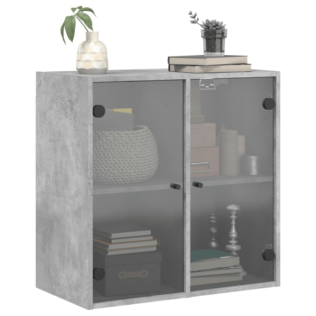 VidaXL Wandkast met glazen deuren 68x37x68,5 cm betongrijs