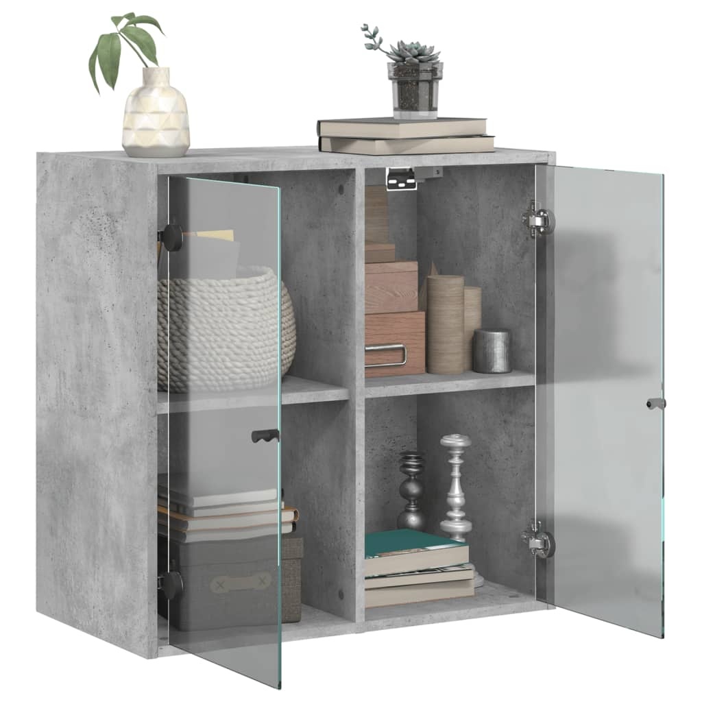 VidaXL Wandkast met glazen deuren 68x37x68,5 cm betongrijs