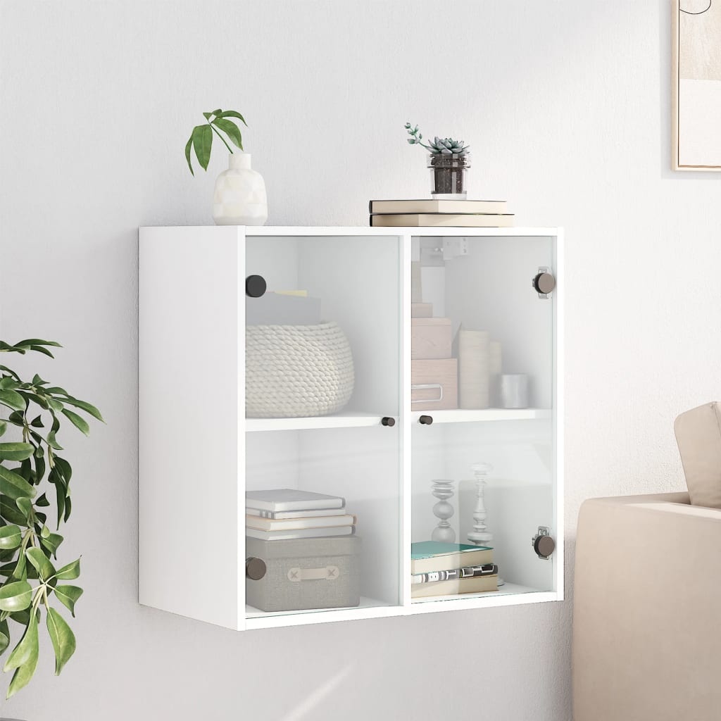 VidaXL Wandkast met glazen deuren 68x37x68,5 cm wit
