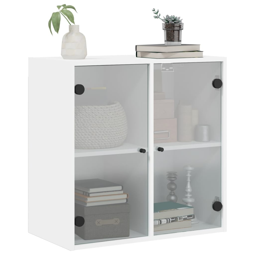 VidaXL Wandkast met glazen deuren 68x37x68,5 cm wit