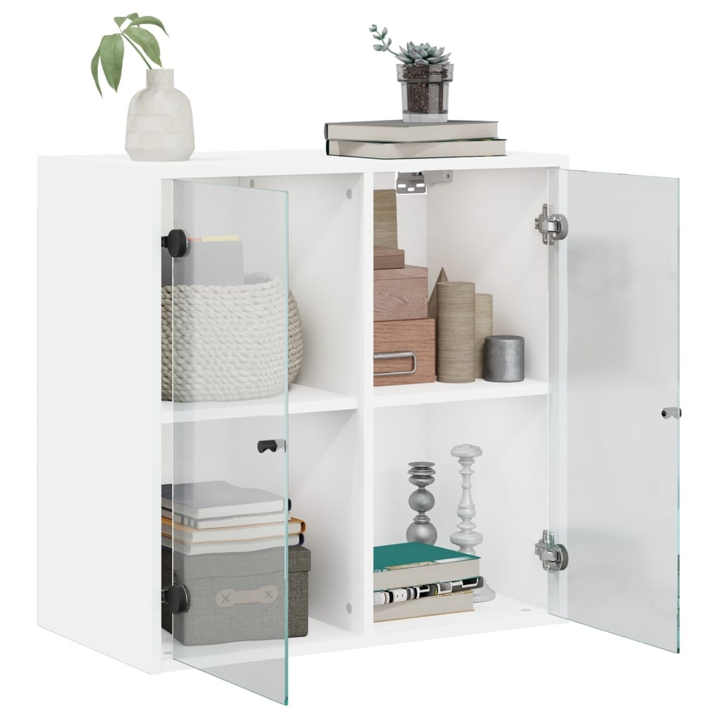 VidaXL Wandkast met glazen deuren 68x37x68,5 cm wit