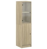 vidaXL Hoge kast met glazen deur 35x37x142 cm sonoma eikenkleurig