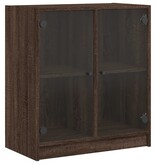 VidaXL Bijzetkast met glazen deuren 68x37x75,5 cm bruineikenkleurig