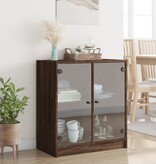 VidaXL Bijzetkast met glazen deuren 68x37x75,5 cm bruineikenkleurig