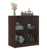 VidaXL Bijzetkast met glazen deuren 68x37x75,5 cm bruineikenkleurig