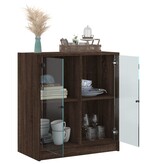 VidaXL Bijzetkast met glazen deuren 68x37x75,5 cm bruineikenkleurig