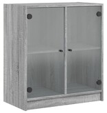 VidaXL Bijzetkast met glazen deuren 68x37x75,5 cm grijs sonoma eiken