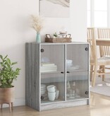 VidaXL Bijzetkast met glazen deuren 68x37x75,5 cm grijs sonoma eiken
