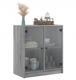 VidaXL Bijzetkast met glazen deuren 68x37x75,5 cm grijs sonoma eiken