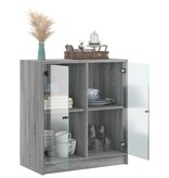 VidaXL Bijzetkast met glazen deuren 68x37x75,5 cm grijs sonoma eiken