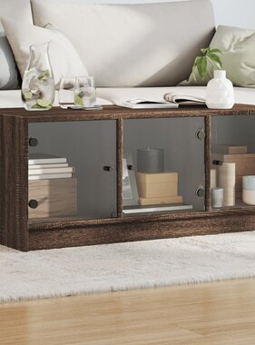 VidaXL Salontafel met glazen deuren 102x50x42 cm bruineikenkleurig