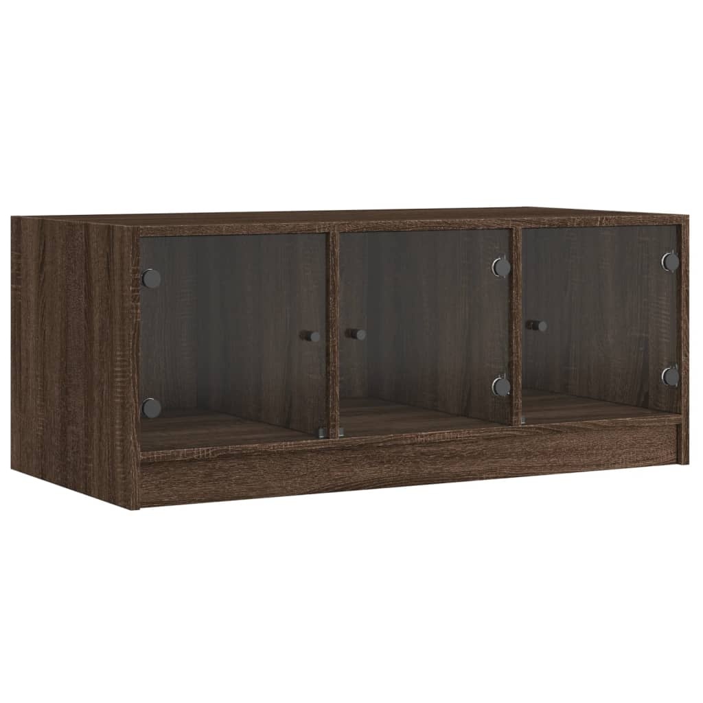 VidaXL Salontafel met glazen deuren 102x50x42 cm bruineikenkleurig