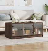 VidaXL Salontafel met glazen deuren 102x50x42 cm bruineikenkleurig