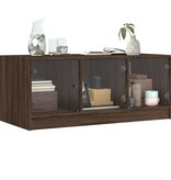 VidaXL Salontafel met glazen deuren 102x50x42 cm bruineikenkleurig