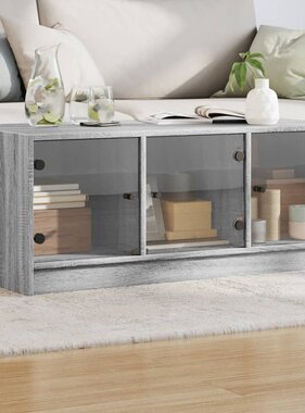 VidaXL Salontafel met glazen deuren 102x50x42 cm grijs sonoma eiken