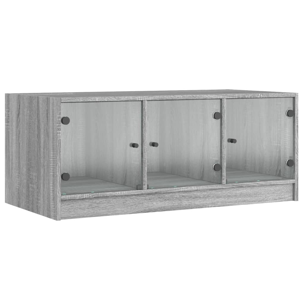 VidaXL Salontafel met glazen deuren 102x50x42 cm grijs sonoma eiken