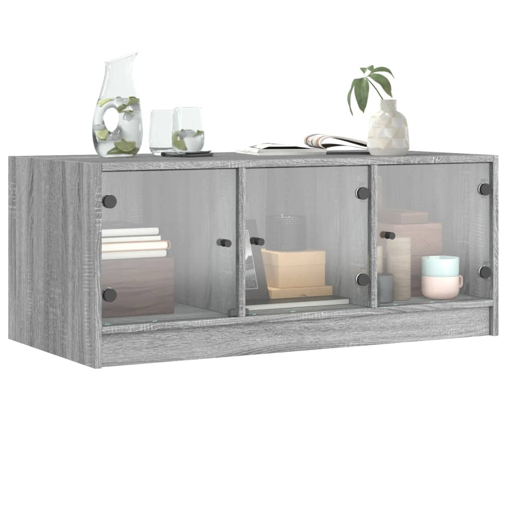 VidaXL Salontafel met glazen deuren 102x50x42 cm grijs sonoma eiken