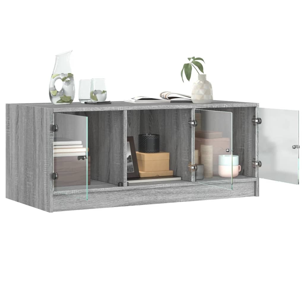VidaXL Salontafel met glazen deuren 102x50x42 cm grijs sonoma eiken