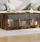 VidaXL Salontafel met glazen deuren 102x50x42 cm gerookt eikenkleurig