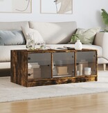VidaXL Salontafel met glazen deuren 102x50x42 cm gerookt eikenkleurig
