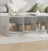 VidaXL Salontafel met glazen deuren 102x50x42 cm betongrijs