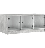 VidaXL Salontafel met glazen deuren 102x50x42 cm betongrijs
