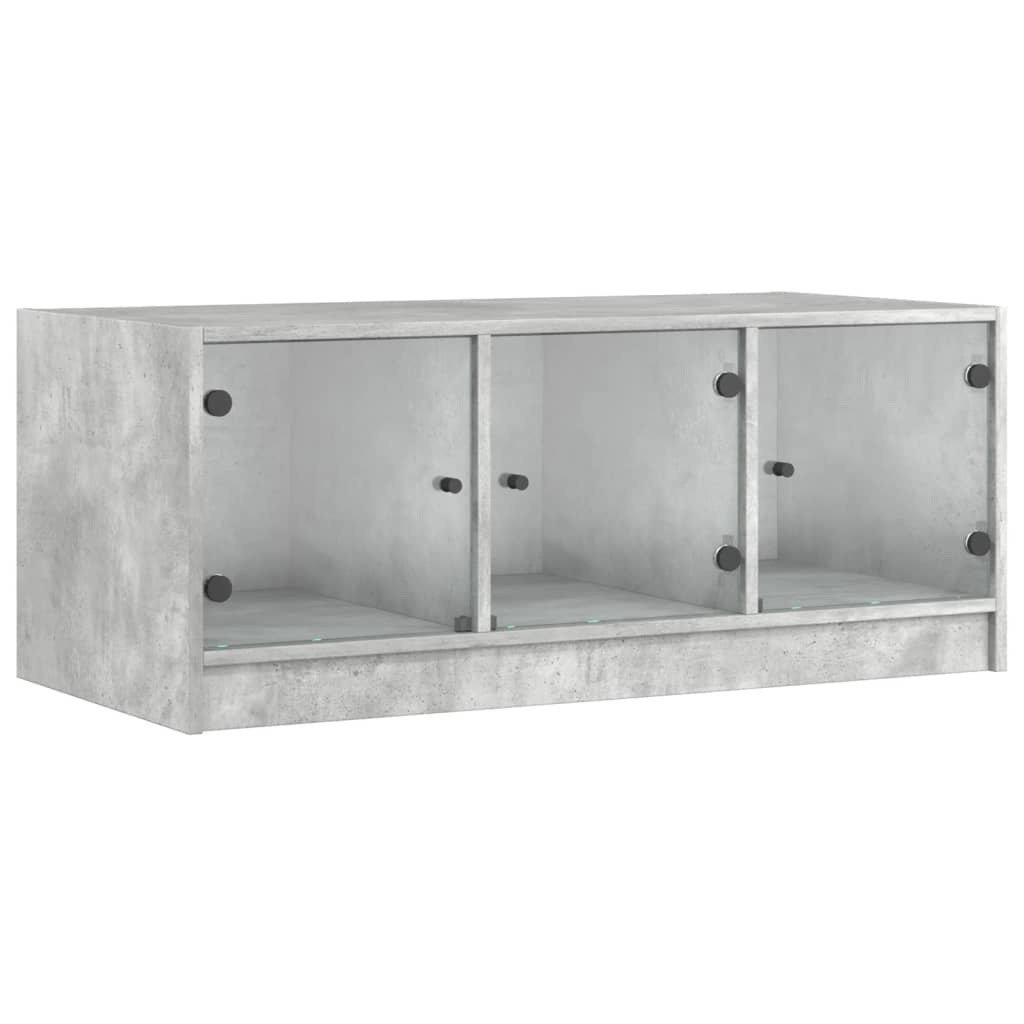 VidaXL Salontafel met glazen deuren 102x50x42 cm betongrijs