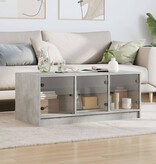 VidaXL Salontafel met glazen deuren 102x50x42 cm betongrijs