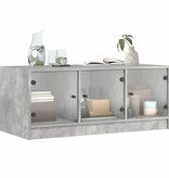 VidaXL Salontafel met glazen deuren 102x50x42 cm betongrijs