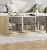 VidaXL Salontafel met glazen deuren 102x50x42 cm sonoma eikenkleurig
